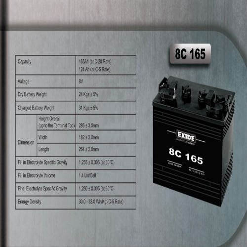 Exide 8C165 Golf Cart Battery 8V 165Ah Deep Cycle Battery for Electric Golf Carts