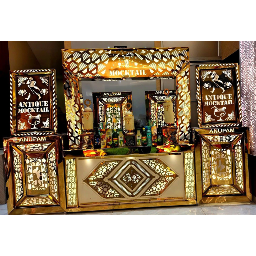 Golden stainless steel foldable mocktail bar counter