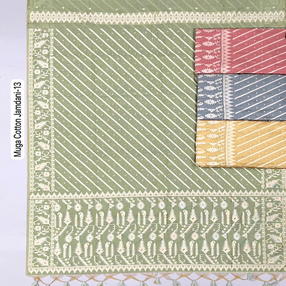 PREMIUM SOFT MUGA COTTON SAREE WITH JAMDANI WEAVING WORK
