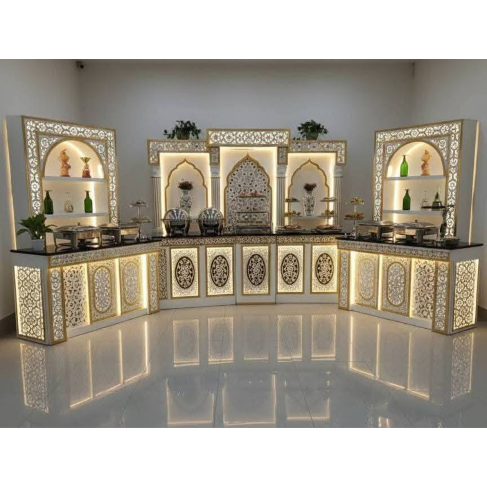 Decorative stainless steel catering buffet counter