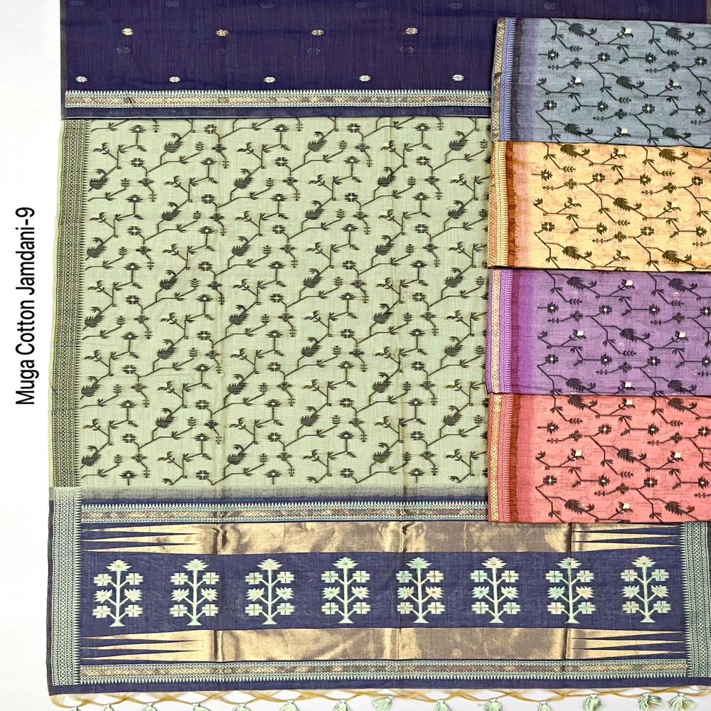 PREMIUM SOFT MUGA COTTON SAREE WITH JAMDANI WEAVING WORK