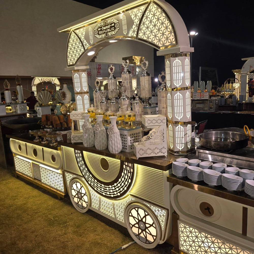 High-end, decorative food buffet counter