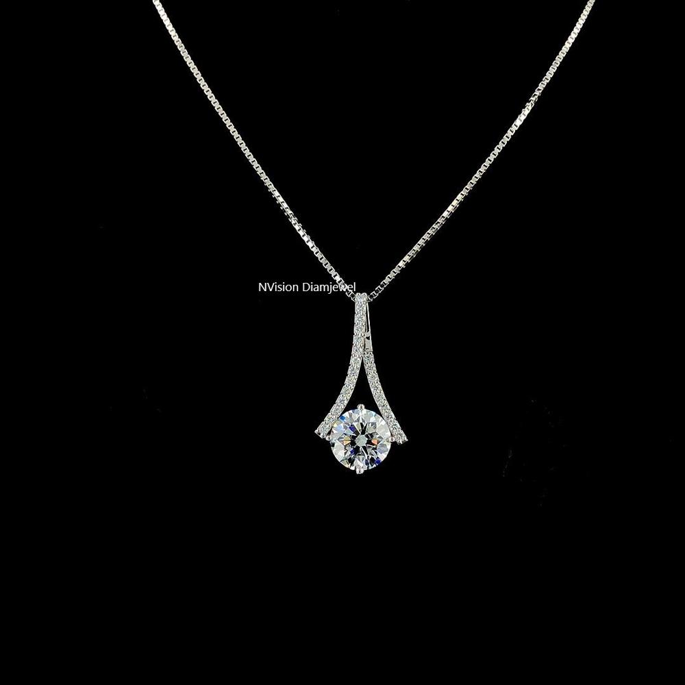 Luxe Radiance Natural Diamond Drop Pendant in 18KT White Gold