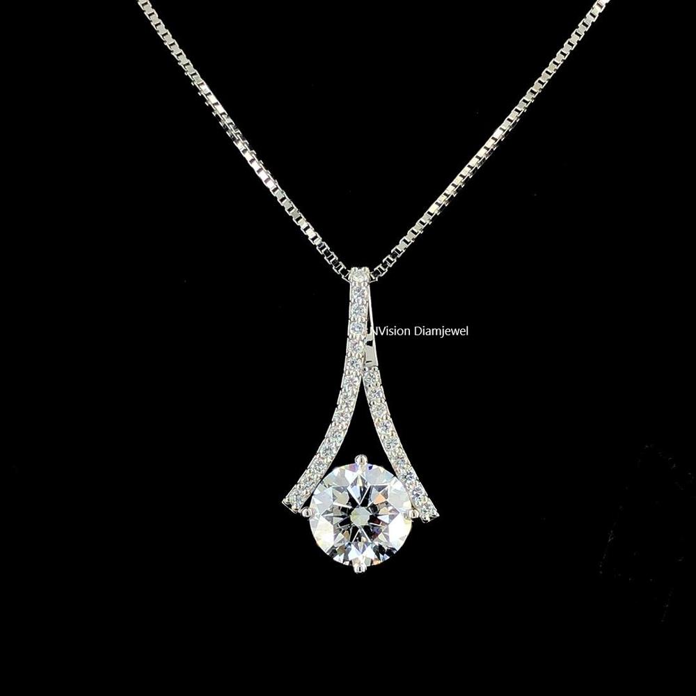 Luxe Radiance Natural Diamond Drop Pendant in 18KT White Gold
