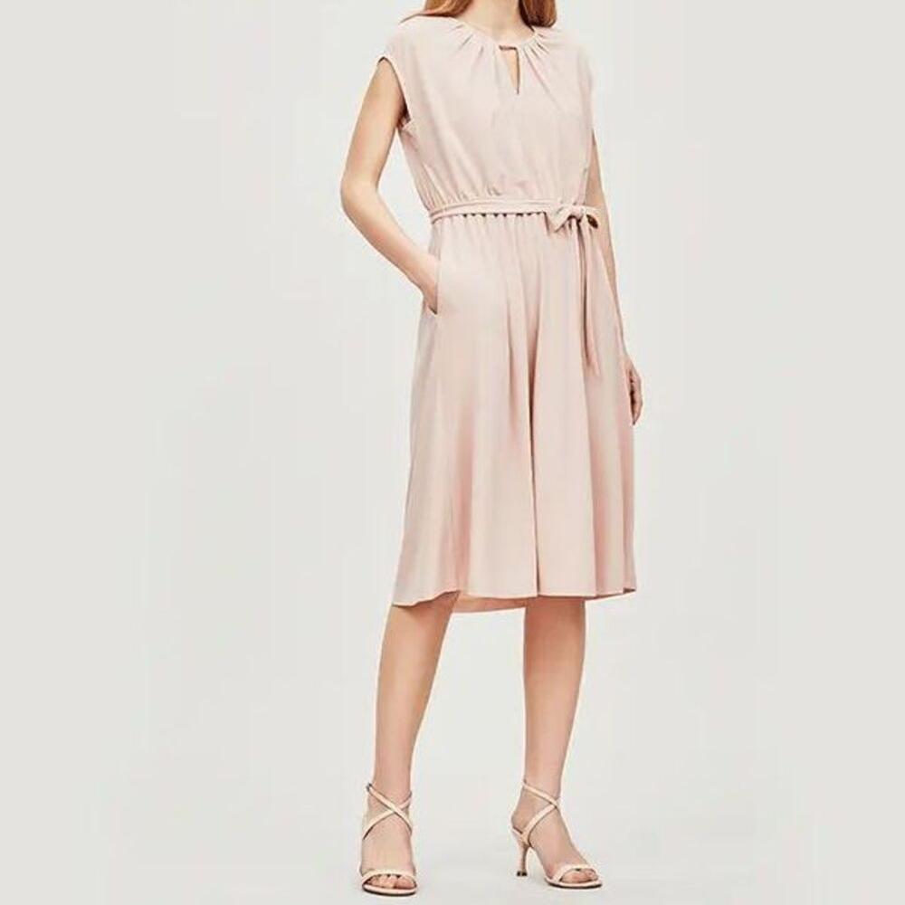 Women Elegant Peach Knee-Length Dress