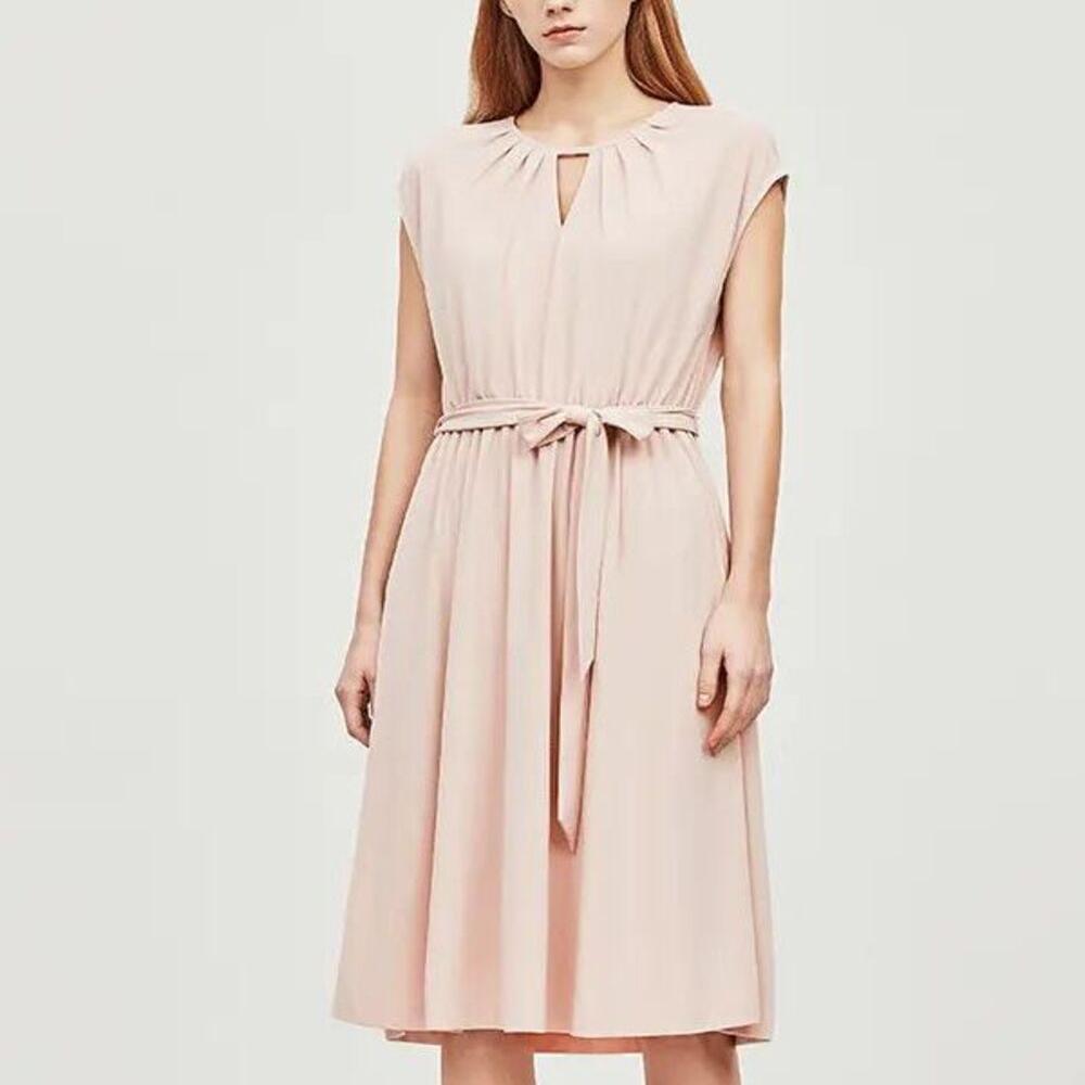 Women Elegant Peach Knee-Length Dress