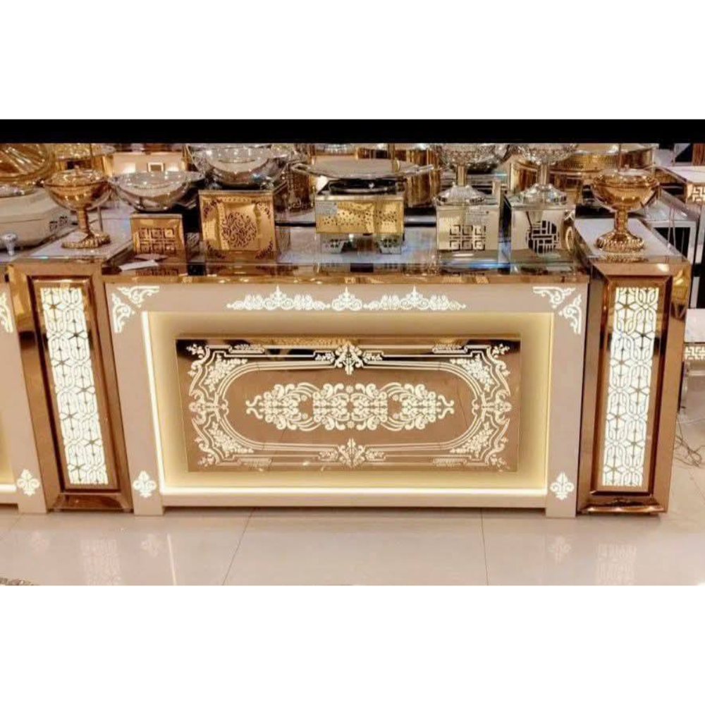Stainless steel golden catering buffet counter
