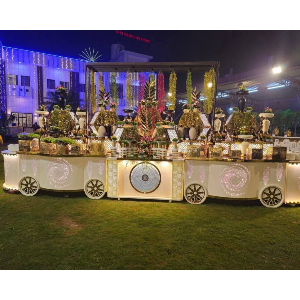 Stainless steel wedding fruit display counter