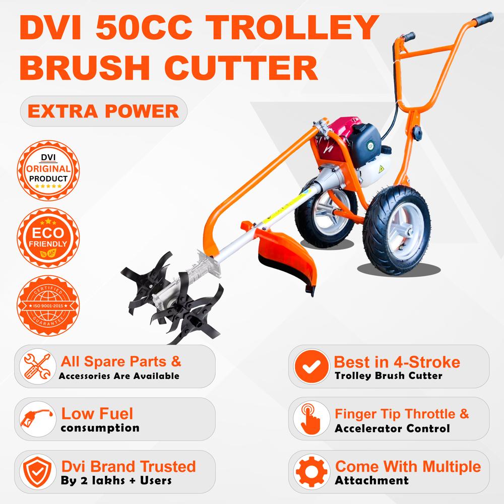 50cc Trolley Brush Cutter With S Type Rotary Attachment
