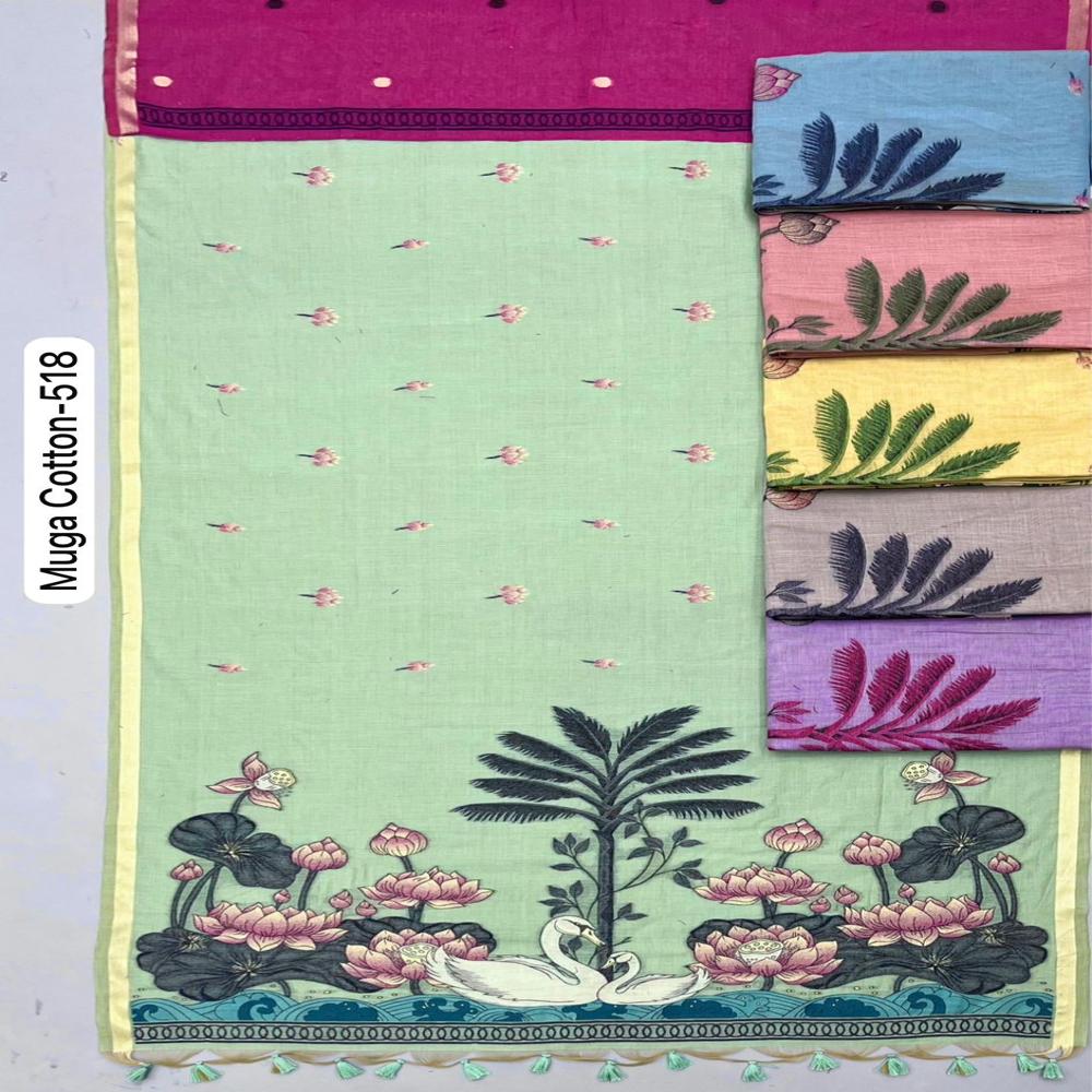SUMMER SPECIAL MUGA COTTON SAREE WITH BIRDS WEAVING WORK