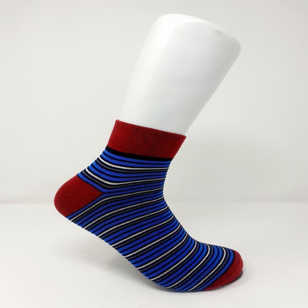 Ankle Socks - Cotton Blend, Free Size, Grey With Colorful Stripes | Reinforced Heel, Anti-slip, Moisture-wicking, Quick Dry, Oeko-tex Certified