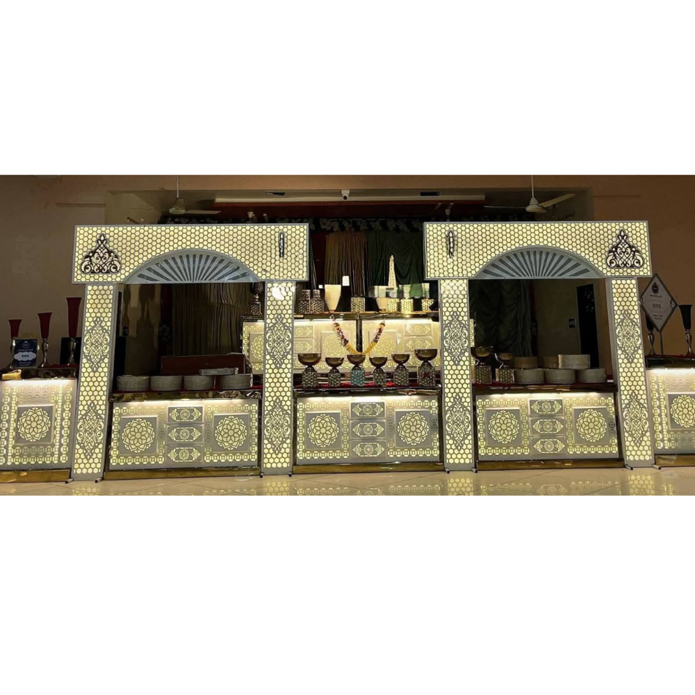 Modern wedding catering buffet counter