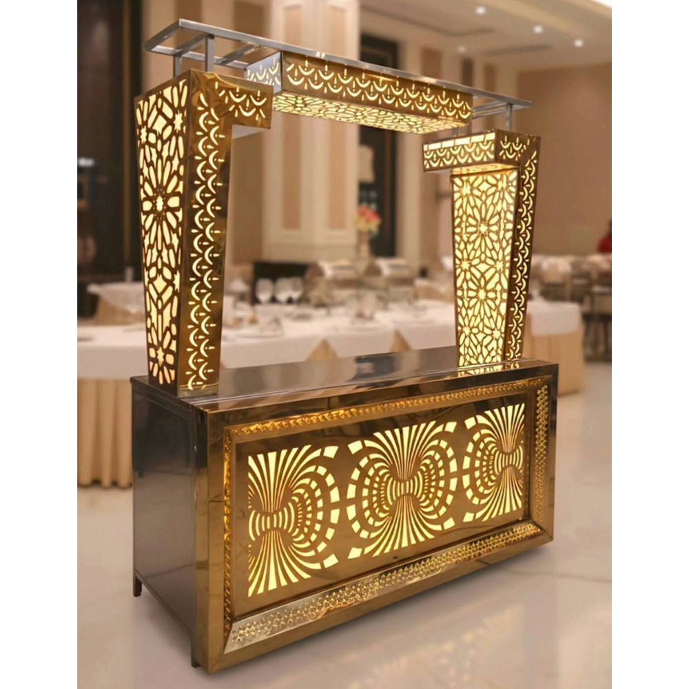 Golden stainless steel catering counter