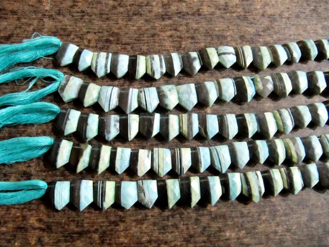 Natural Boulder Opal Bullet arrowhead Shape Briolette, Beads Size 9x12 To 10x14mm Strand 8 Inch long