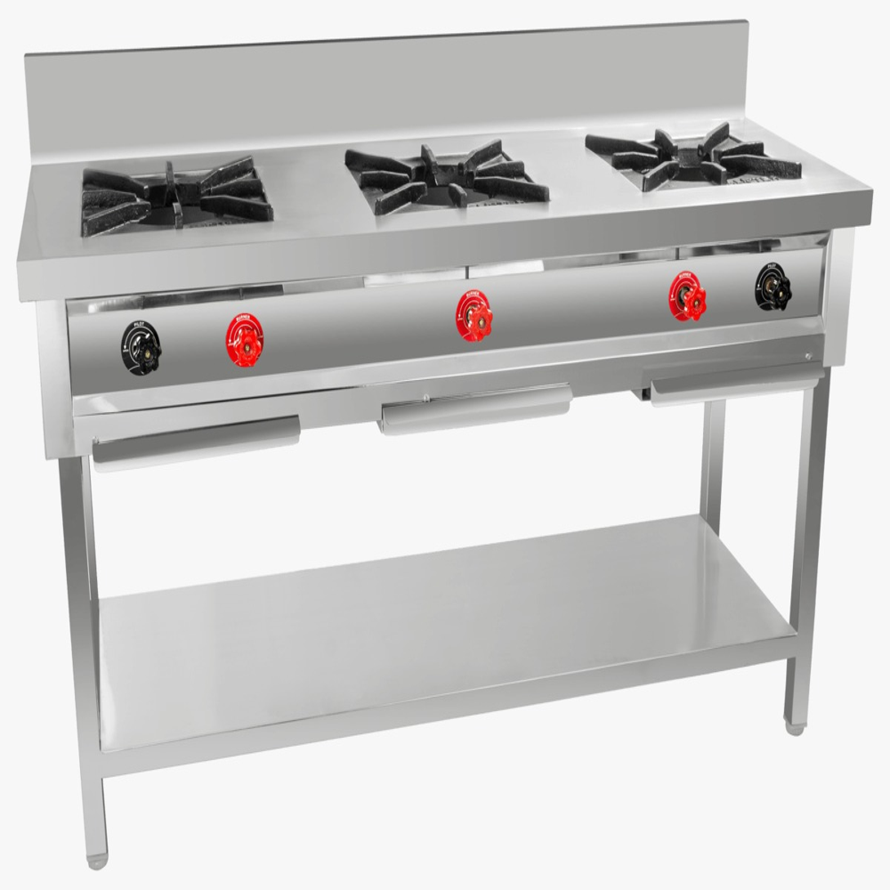 Commercial Cooking Range - Stainless Steel, Semi Automatic, Rectangle Shape | Ideal For Hotel, Restaurant, Canteen, 1-year Warranty, Silver Finish