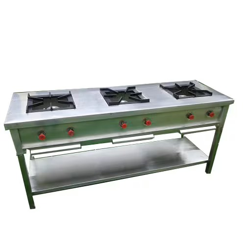 Commercial Cooking Range - Stainless Steel, Semi Automatic, Rectangle Shape | Ideal For Hotel, Restaurant, Canteen, 1-year Warranty, Silver Finish