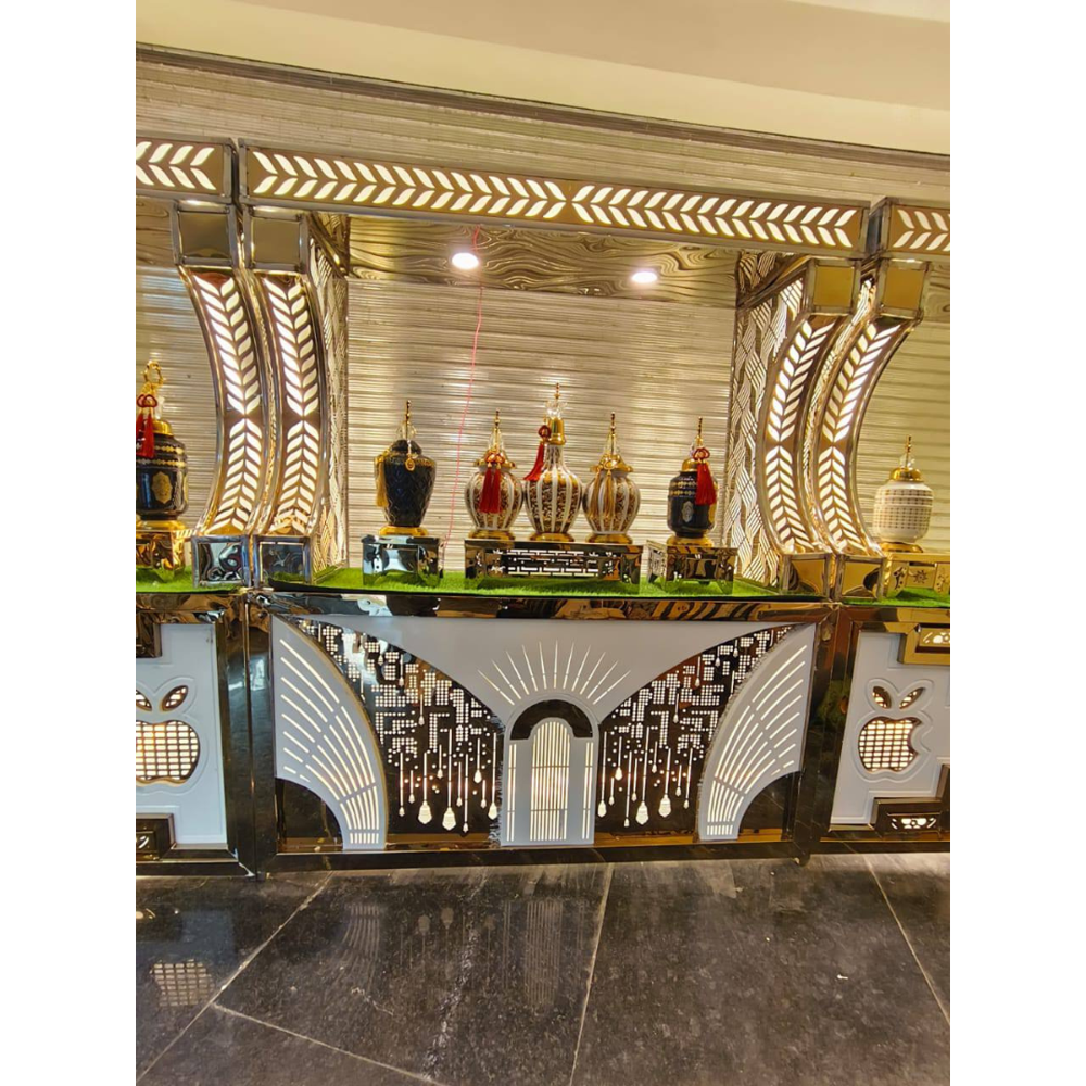 Decorative, lighted buffet catering counter
