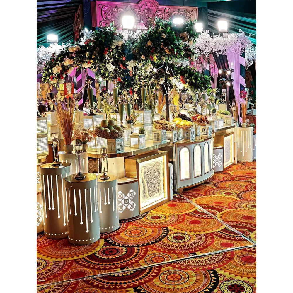 Decorative, lighted buffet catering counter