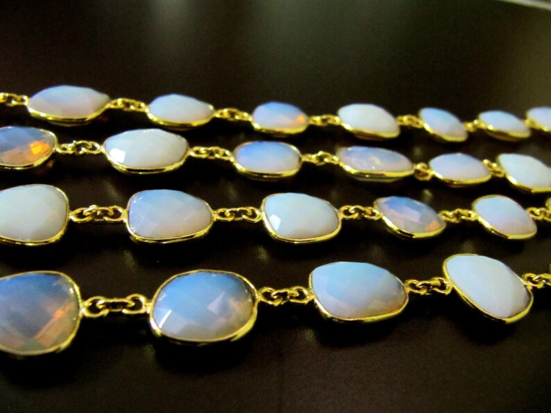 Mystic Pink Opal Quartz Uneven Free Shape Briolette Bezel Connector Chain Size 12-15mm 