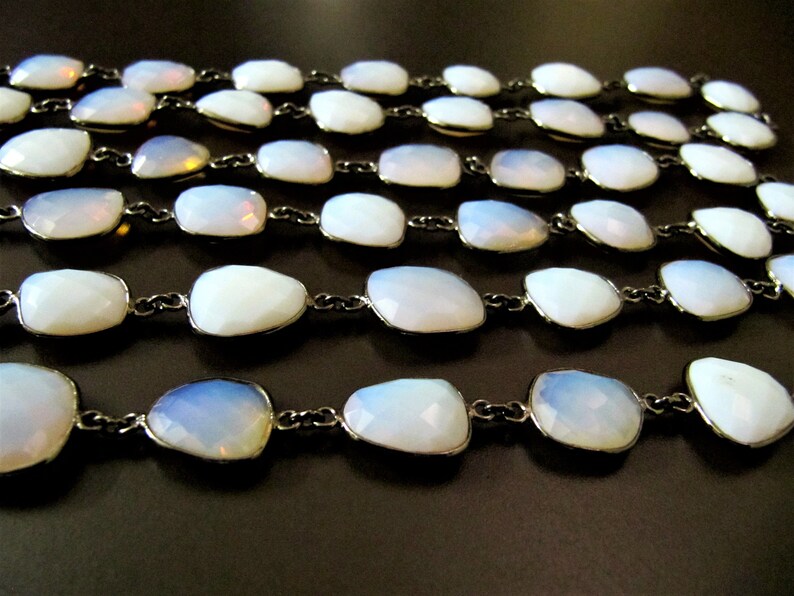 Mystic Pink Opal Quartz Uneven Free Shape Briolette Bezel Connector Chain Size 12-15mm 