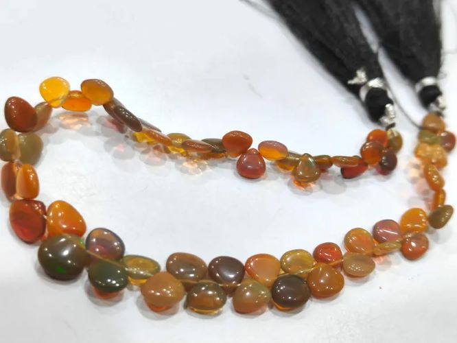 Rare Dark Color Ethiopian Opal Plain Heart shape Size 6 to 7mm Beads, Strand 8inches Long