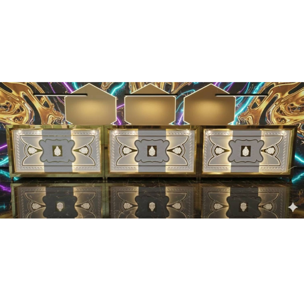 Golden stainless steel catering buffet counter