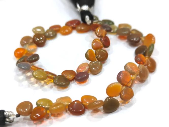 Rare Dark Color Ethiopian Opal Plain Heart shape Size 6 to 7mm Beads, Strand 8inches Long