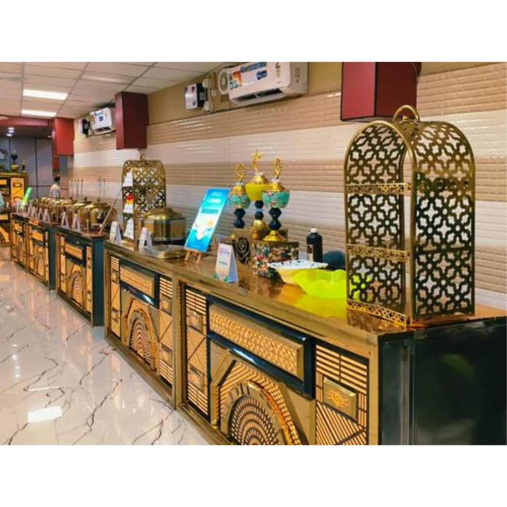 Golden catering buffet counter