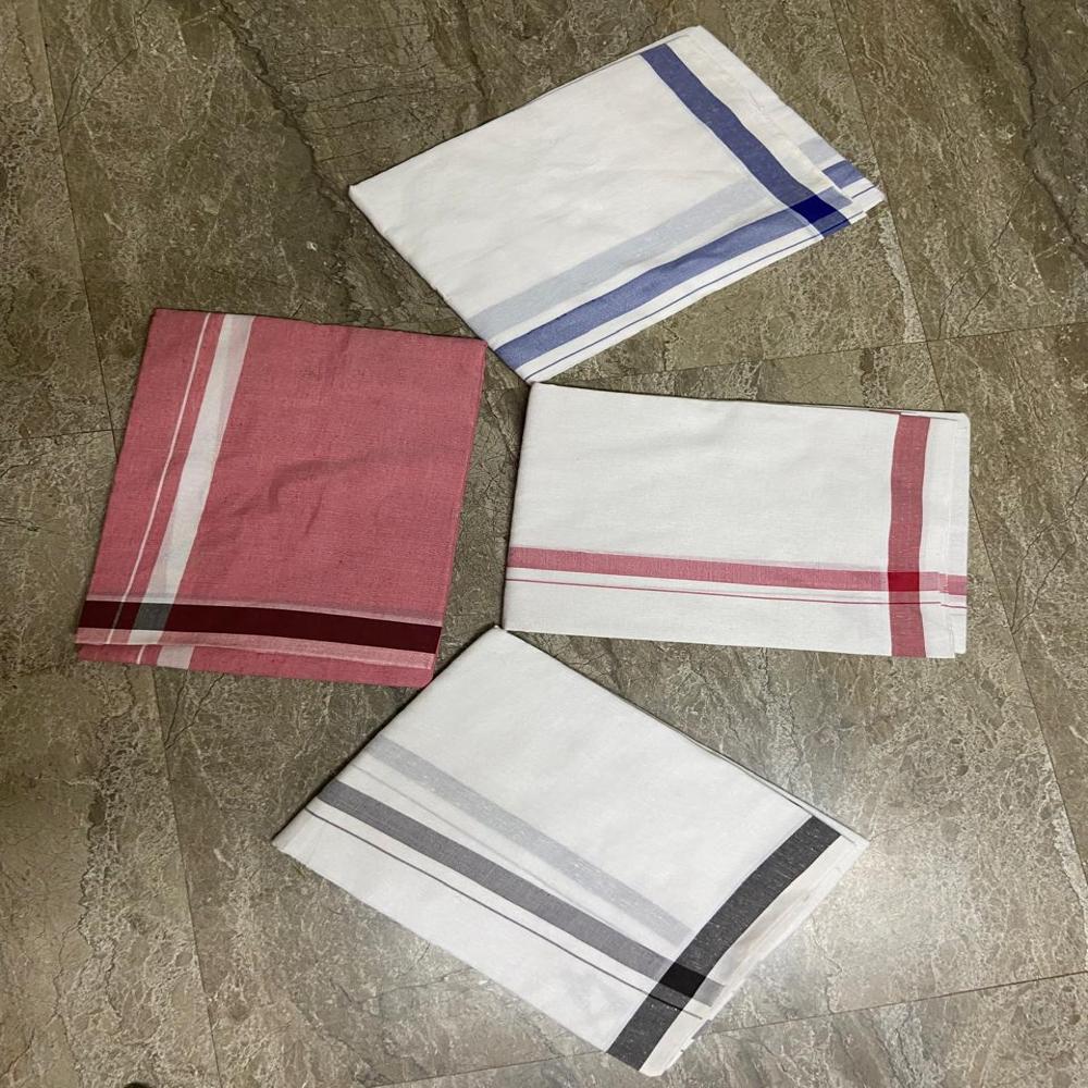 White Cotton Dhoti With Red Colour Border