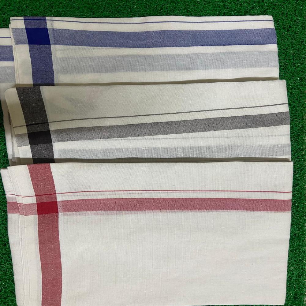 White Cotton Dhoti With Red Colour Border