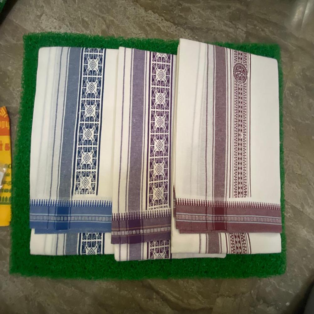 White Pettu Printed Dhoti