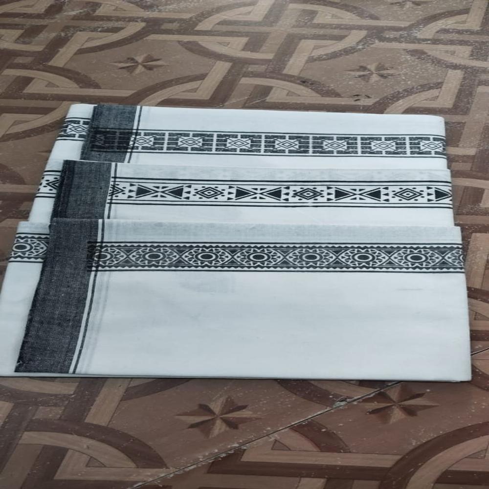 White Pettu Printed Dhoti