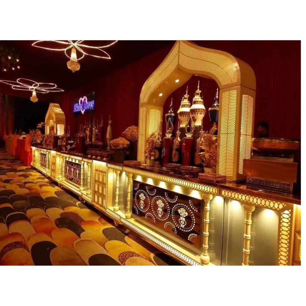 Golden catering buffet counter