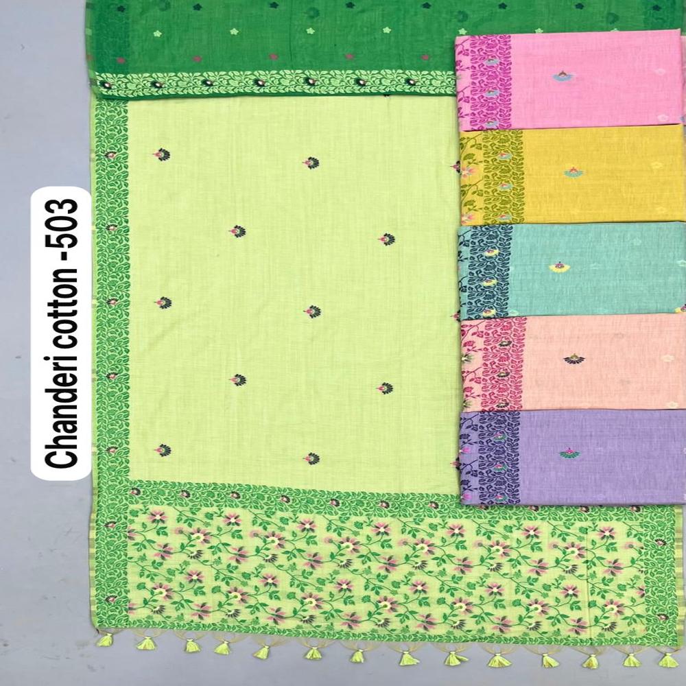 PREMIUM CHANDERI COTTON WEAVING SAREES