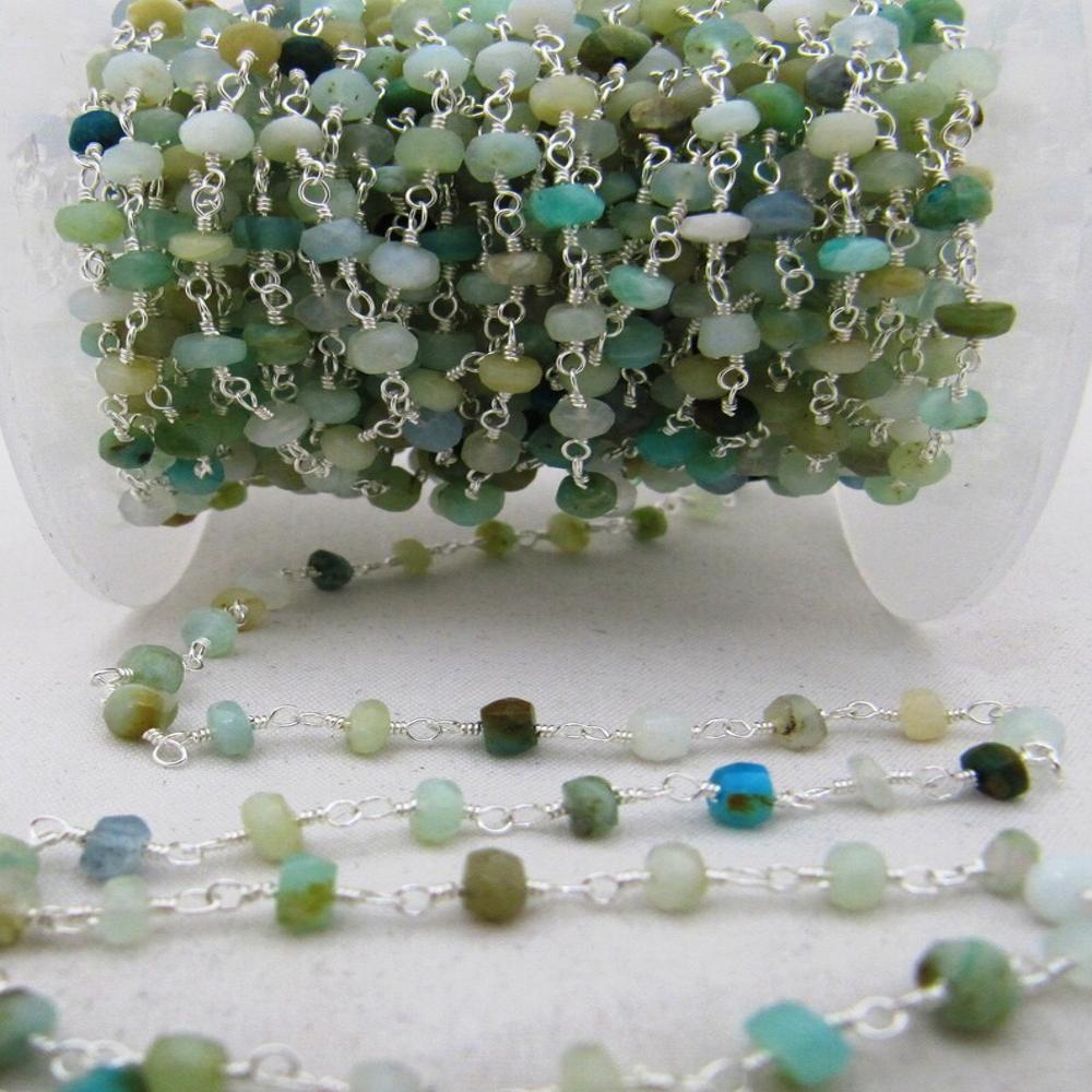 Natural Peruvian Opal Rondelle Faceted Beaded 4-5mm Size Opal Rosary Bead Chain