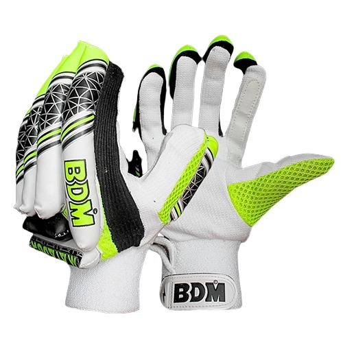 Matador Batting Gloves - PU Leather, Men & Youth Sizes, White with Blue and Red Trim | Textured Palm, Reinforced Finger Tabs, Foam Padding, Breathable Mesh