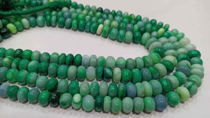 Green Opal Rondelle Plain Smooth 7 to 10mm Beads Sold per Strand 8 inches Long