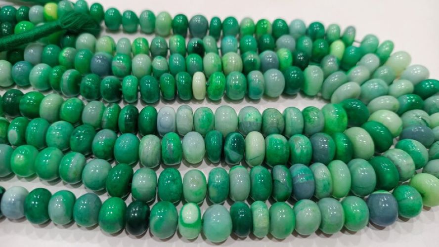 Green Opal Rondelle Plain Smooth 7 to 10mm Beads Sold per Strand 8 inches Long