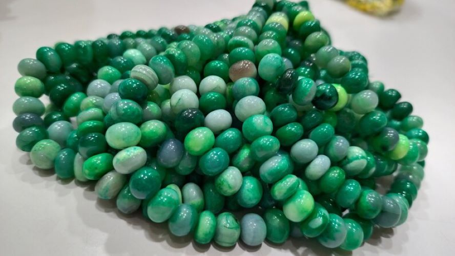 Green Opal Rondelle Plain Smooth 7 to 10mm Beads Sold per Strand 8 inches Long