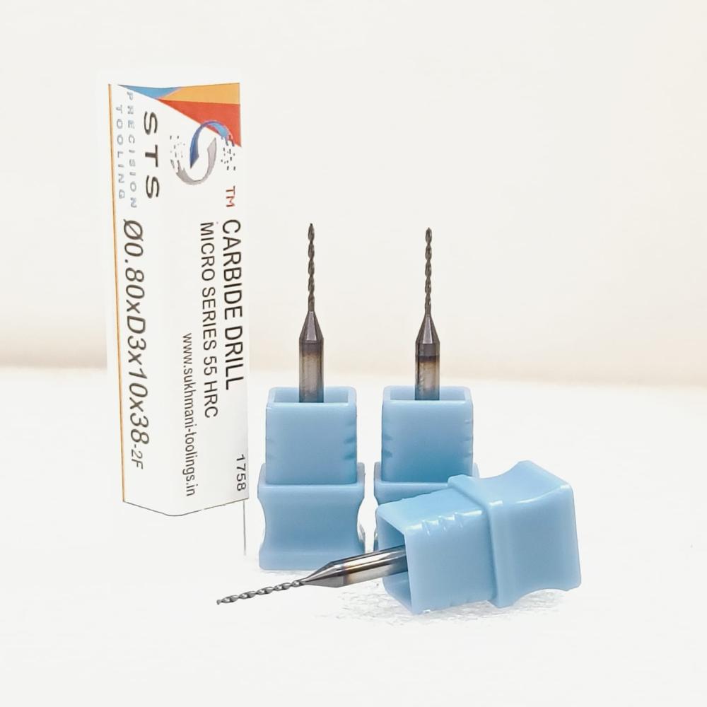 Micro Drill 0.8xd3x10x38 (55 Hrc) - Diameter: 8 Millimeter (mm)