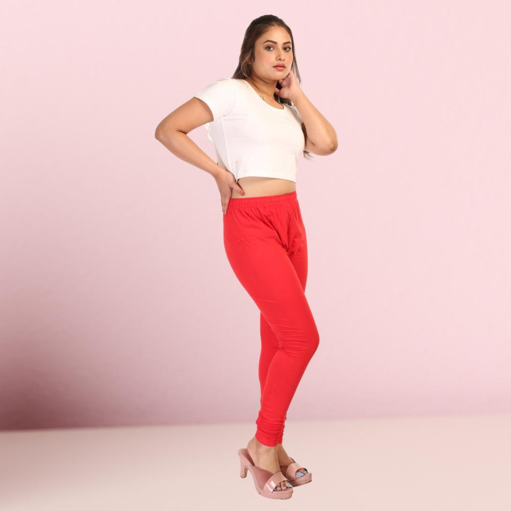V-cut Churidar Leggings - Color: Blue