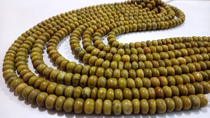 Natural Green Opal Gemstone Rondelle Plain Smooth 8mm Green Color Beads Strands 7 Inches Long