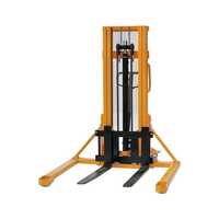 Adjustable Forks Wider Leg Manual Stacker - High Tensile Steel, 1000 Kg Capacity, 1600 Mm Lift, Manual Hydraulic, Powder Coated Finish