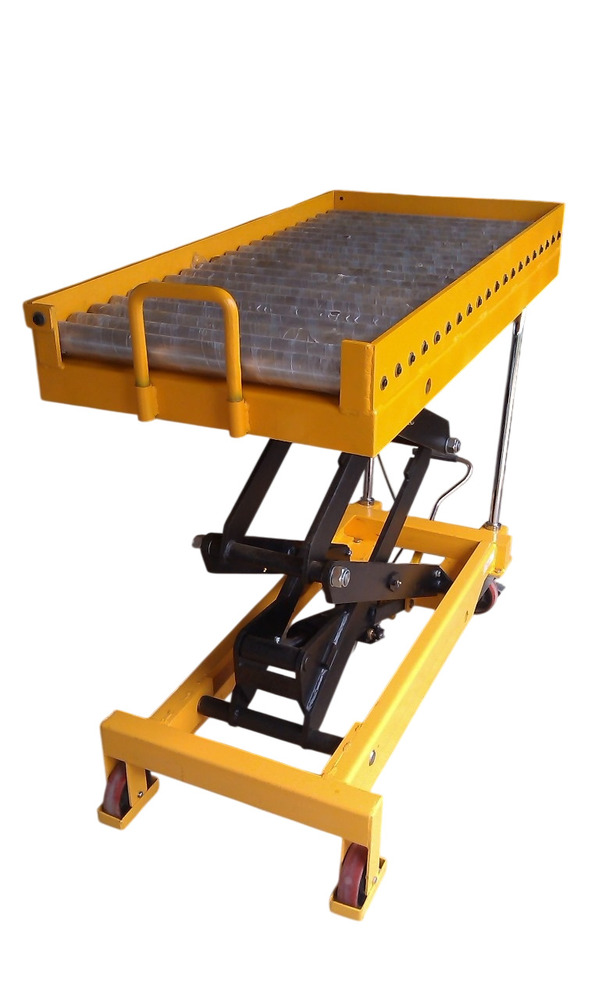 Manual Movable Scissor Lift Table With Rollers