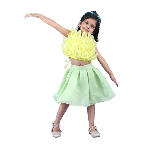 Girls Green Jump suit, Spaghetti knee length in Crepe