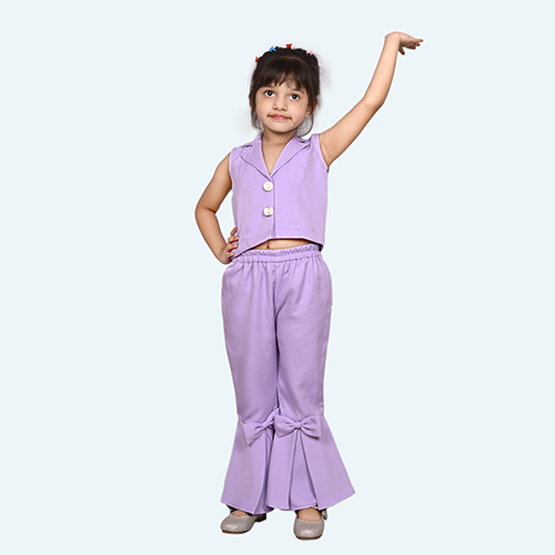 Girls Magenta Jump suit, Sleeveless knee length in Crepe