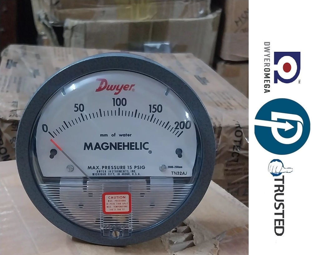 Magnehelic Gauge - Aluminum, 4 Inch Diameter, -20 To 15 Psig Pressure Range | High Accuracy Â±2%, 1/8 Npt Connections, Ideal For Hvac And Medical Equipment Monitoring
