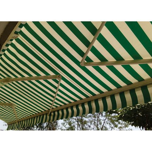 Green And White Striped Retractable Patio Folding Shed