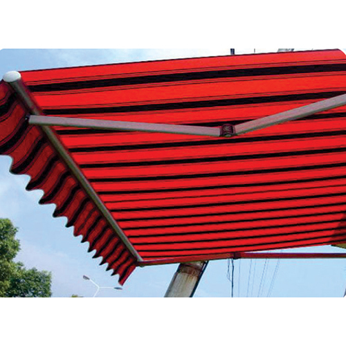 Red And Black Striped Retractable Folding Shed