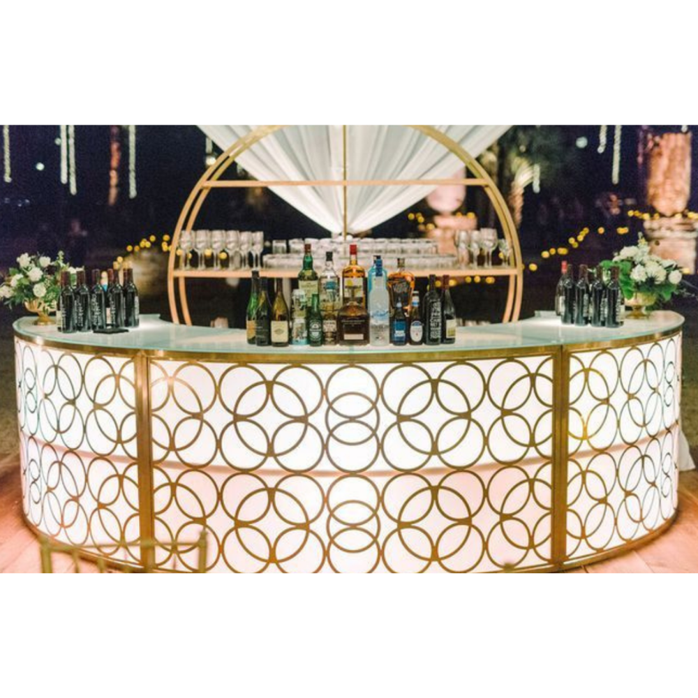 Luxurious gold  circular or half-moon bar counter